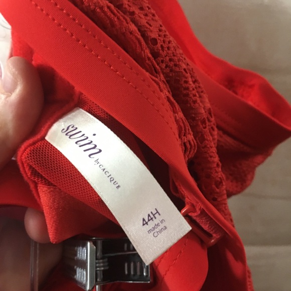 Cacique Swim Ladies Red Lace Bathing Suit Top 44H - Picture 5 of 5